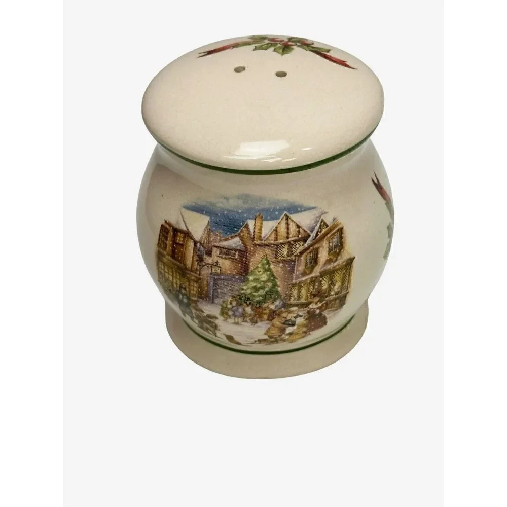 Stoneware CIB Dickens Winter Scene Salt Pepper Shakers Christmas Holidays
